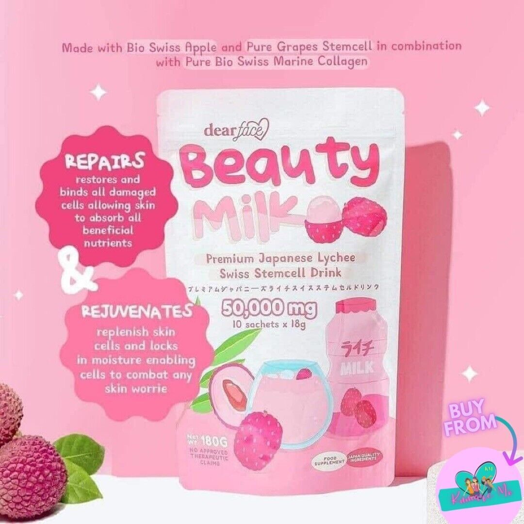 Dear Face Beauty Milk Premium Japanese Lychee Swiss Stemcell Drink (18g x 10 sachets)