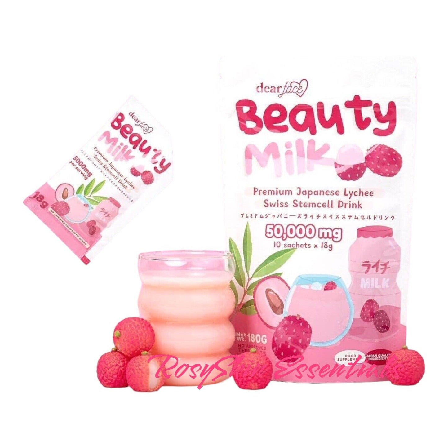 Dear Face Beauty Milk Premium Japanese Lychee Swiss Stemcell Drink (18g x 10 sachets)